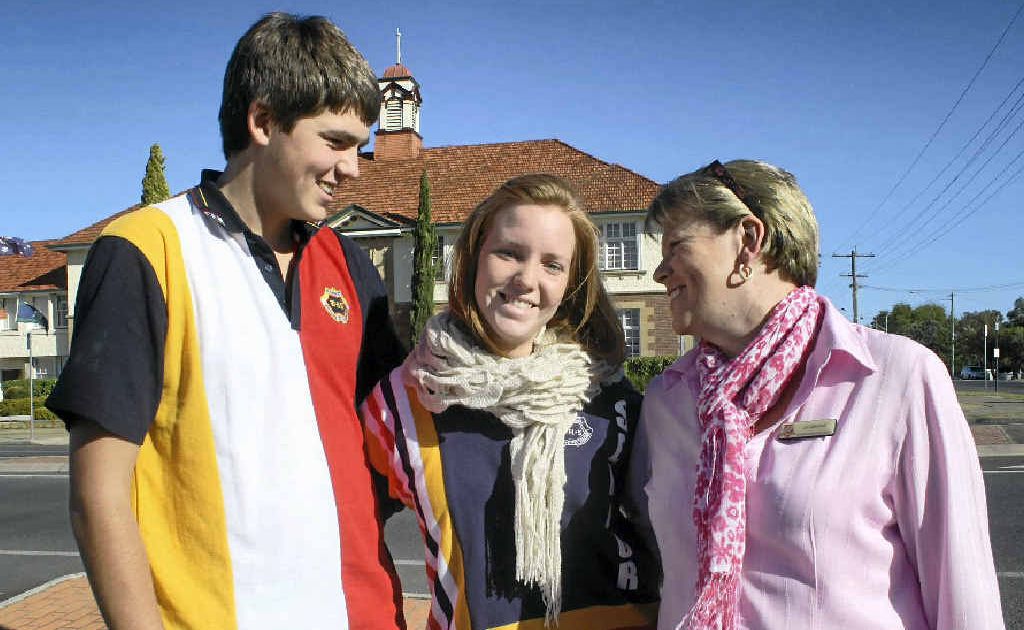 Exchange student Mathilde Scholzen (middle) with host family members Ben and Jill Mitchell. Exchange student Mathilde Scholzen (middle) with host family members Ben and Jill Mitchell.